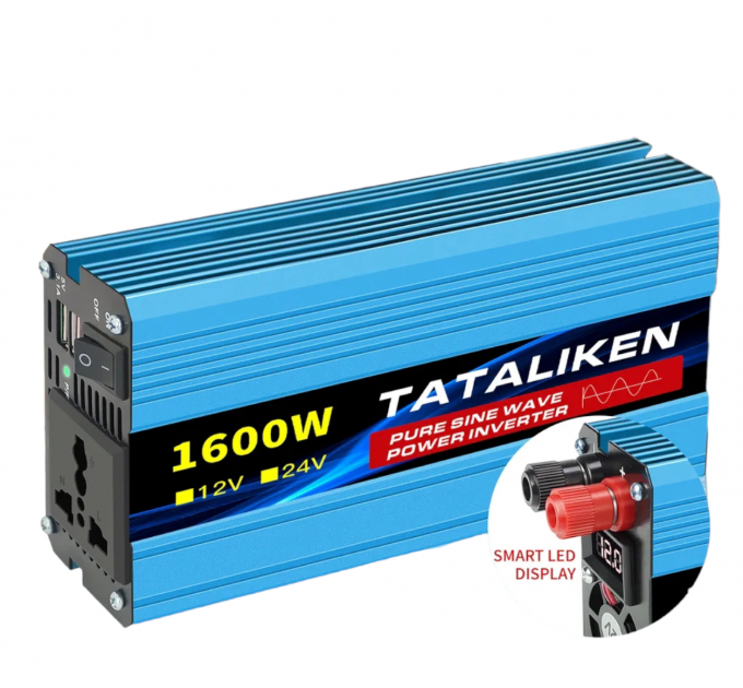 Комплект: Інвертор із чистим синусом Tataliken 1600W + Інтелектуальний імпульсний зарядний пристрій 12V 6 А