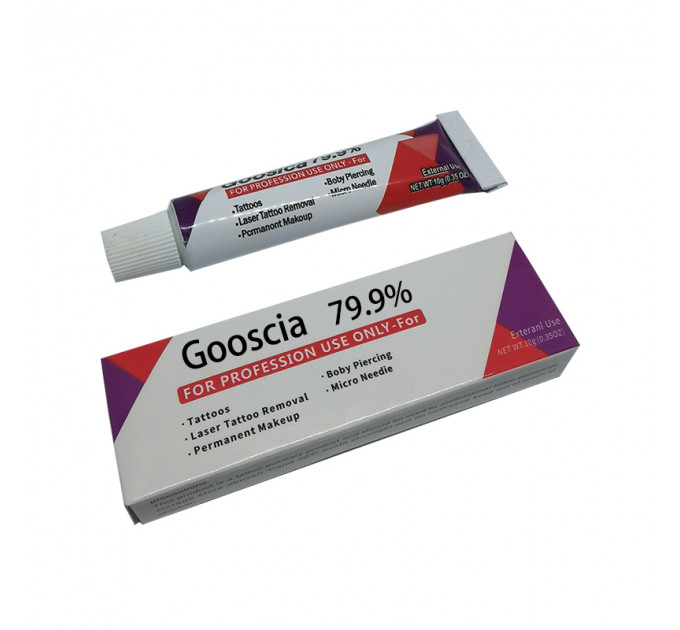 Gooscia 79.9% – крем-анестетик для тату, пірсингу, перманентного макіяжу (10 г)