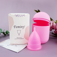 Менструальна чаша Feminy — багаторазова, 3 розміри, з контейнером