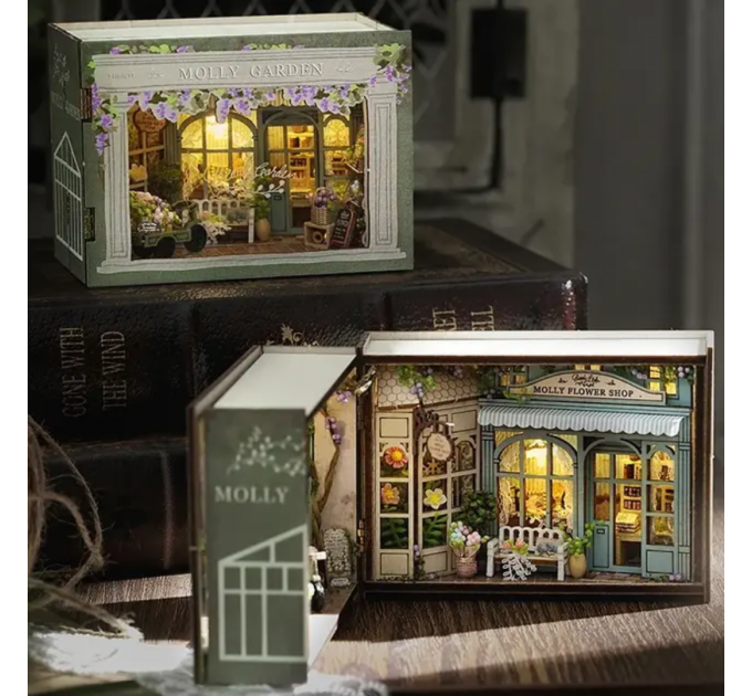 Book Nook «Molly Garden» – мініатюрний румбокс для книжкової полиці з підсвіткою