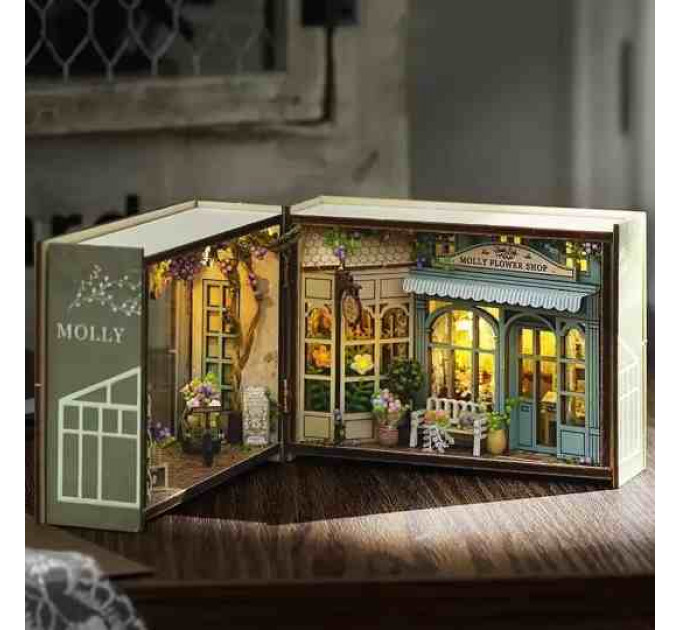 Book Nook «Molly Garden» – мініатюрний румбокс для книжкової полиці з підсвіткою