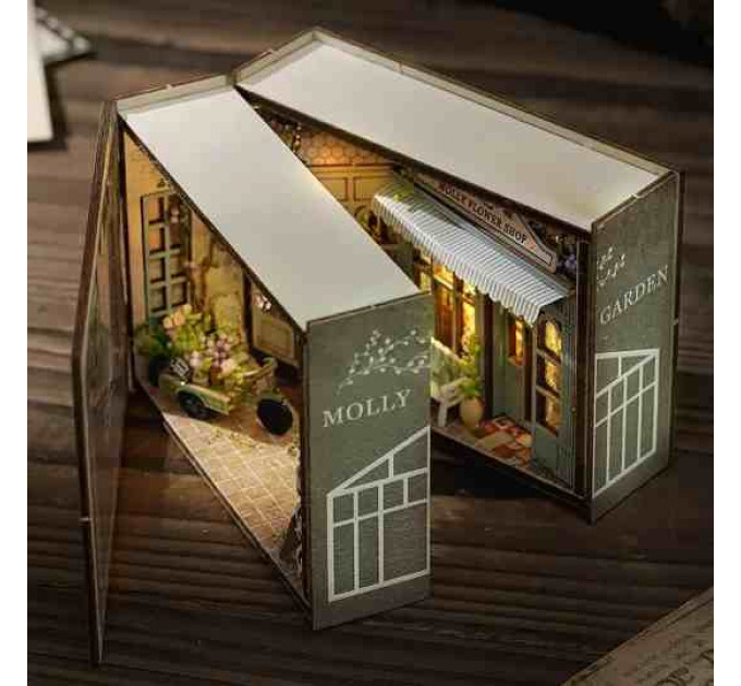 Book Nook «Molly Garden» – мініатюрний румбокс для книжкової полиці з підсвіткою
