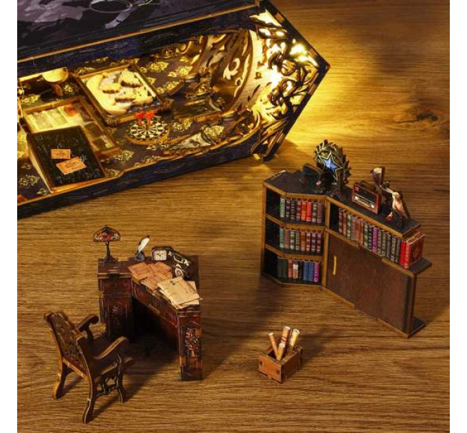 Book Nook конструктор «Детективне агентство» з музичним механізмом та LED-підсвіткою – мініатюра для книжкової полиці