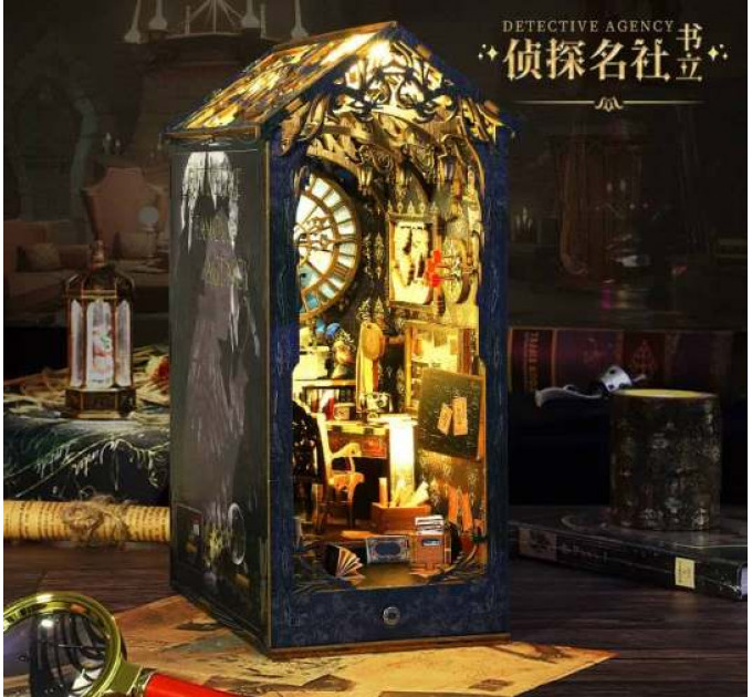 Book Nook конструктор «Детективне агентство» з музичним механізмом та LED-підсвіткою – мініатюра для книжкової полиці