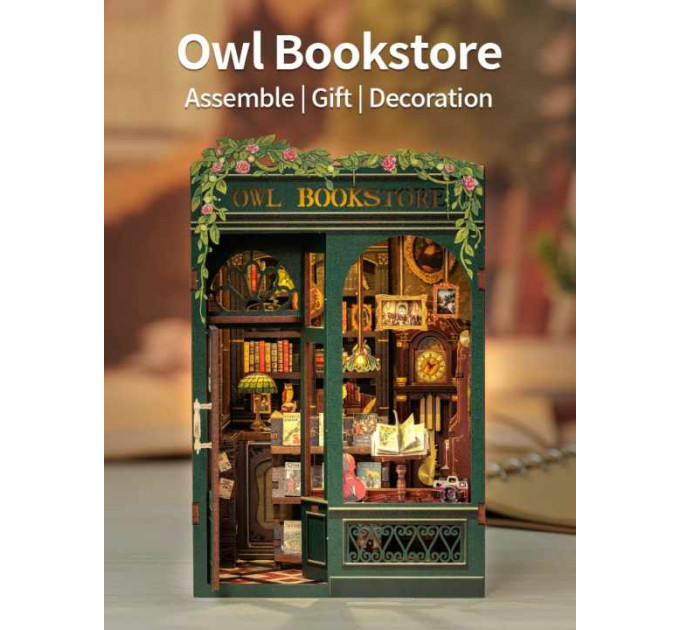 Book Nook Owl Bookstore – декоративний 3D конструктор книжкової крамниці