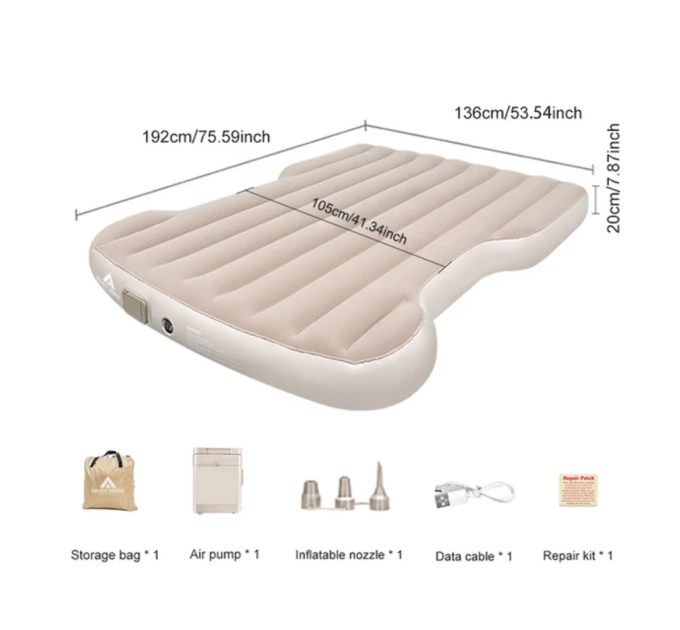 Надувний матрац для Tesla Model Y бежевий з електричним насосом для авто