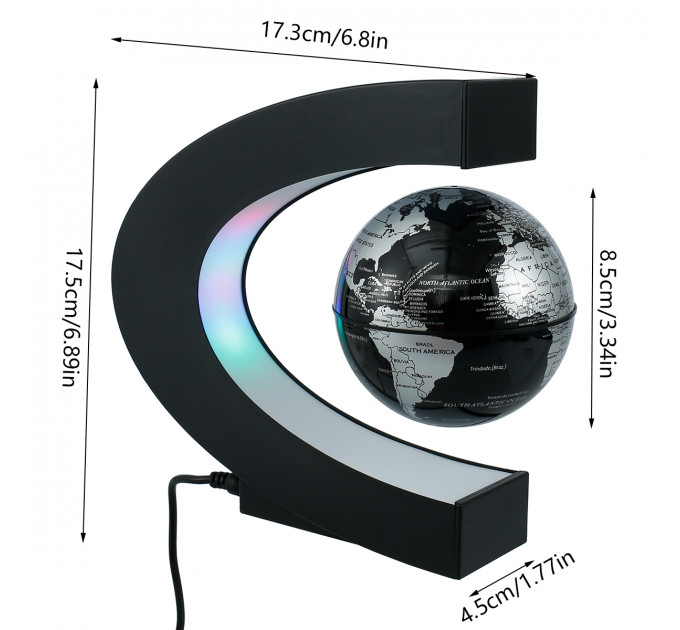 Глобус на магнітному полі з підсвічуванням від мережі 220 В