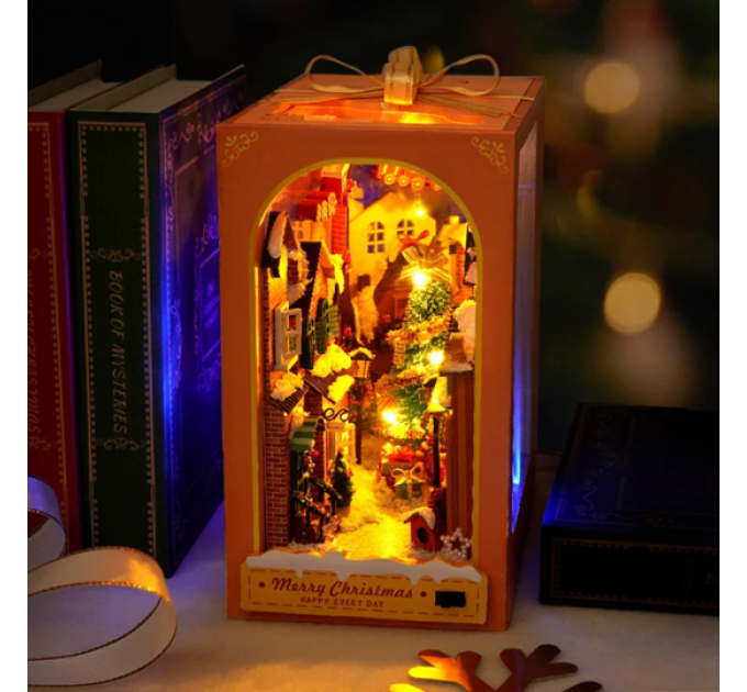 Бук-нук Merry Christmas з підсвіткою — різдвяна декоративна вставка для полиці
