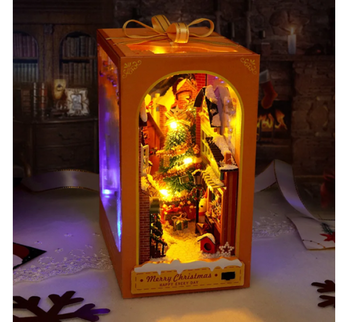 Бук-нук Merry Christmas з підсвіткою — різдвяна декоративна вставка для полиці