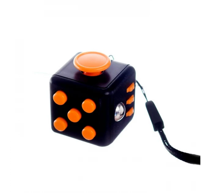 Антистрес (fidget) куб чорний + помаранчевий (soft touch пластик)
