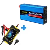Комплект: Инвертор с чистым синусом Tataliken 1600W + Интеллектуальное зарядное импульсное устройство 12V 6 А